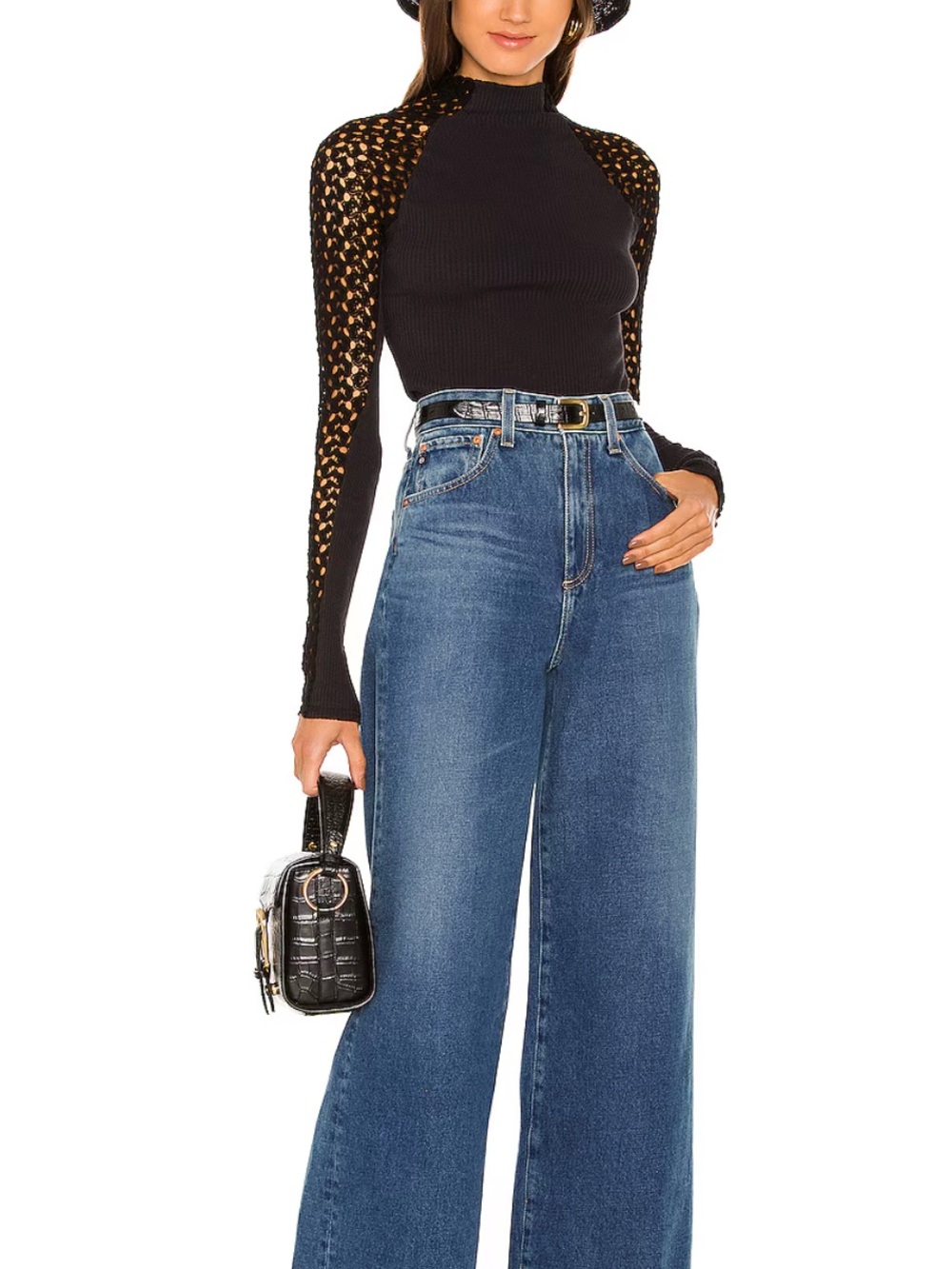 Revolve AG Adriano Goldschmied Deven Jean High-Rise Wide-Leg in Republic Size 24